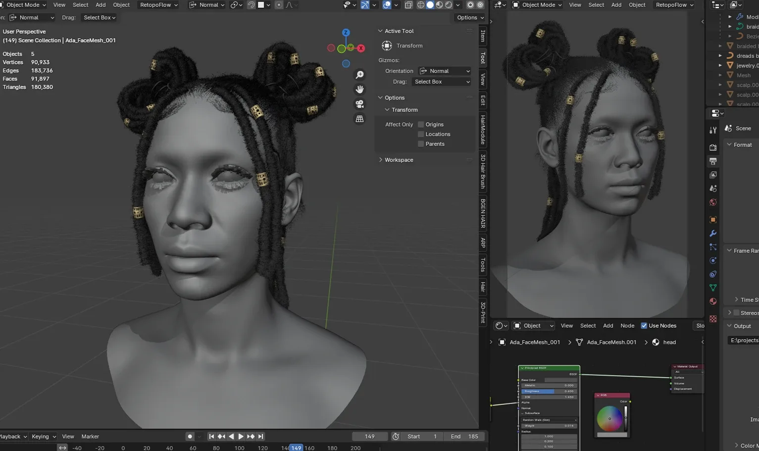 PixelHair Hairstyle - Dreads 013 (Hair for blender/ unreal engine / metahuman) Afro hair | Kinky hair | 4c Hair | African / African American Hair