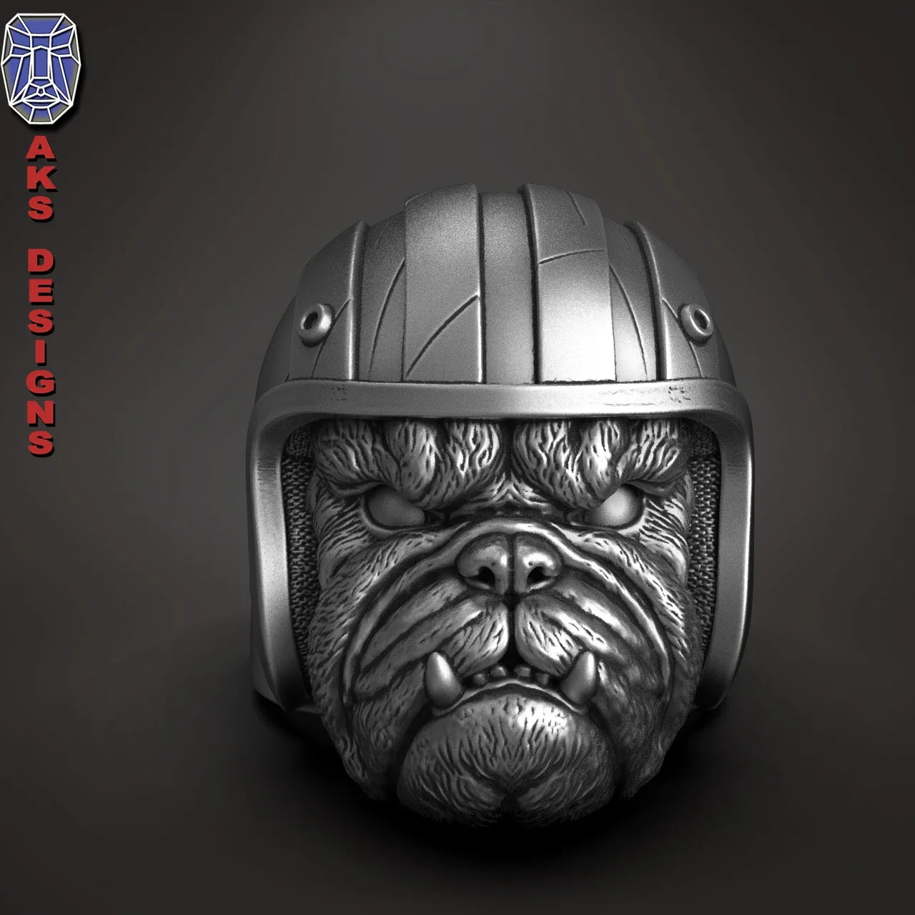 Bulldog Biker Version 1 Ring 3D Print Stl File