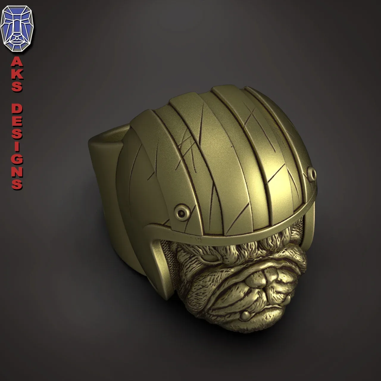 Bulldog Biker Version 1 Ring 3D Print Stl File