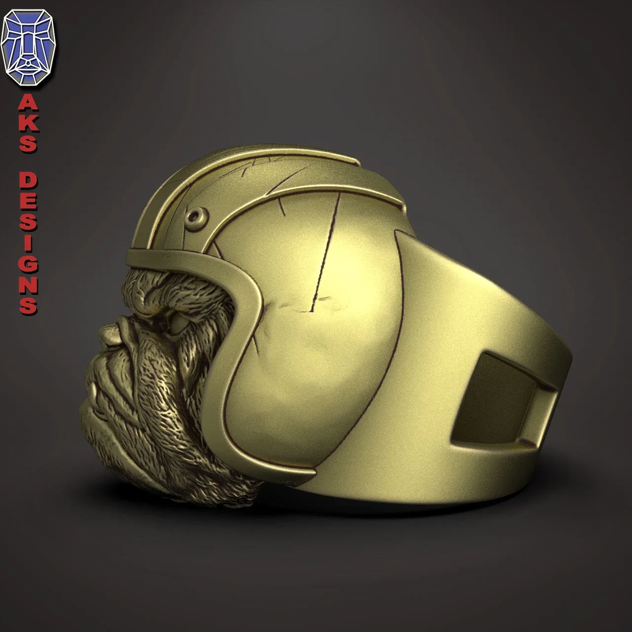 Bulldog Biker Version 1 Ring 3D Print Stl File