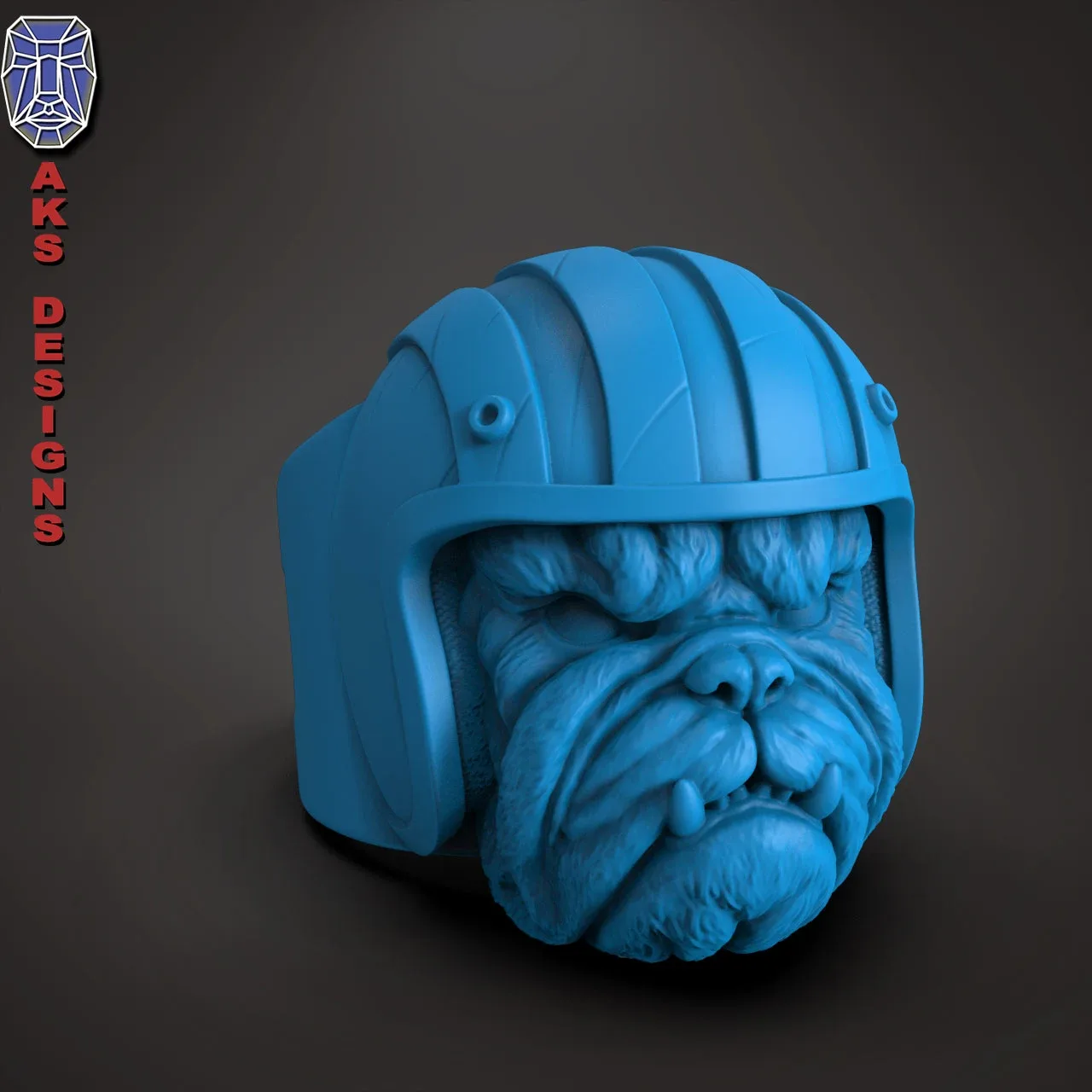 Bulldog Biker Version 1 Ring 3D Print Stl File