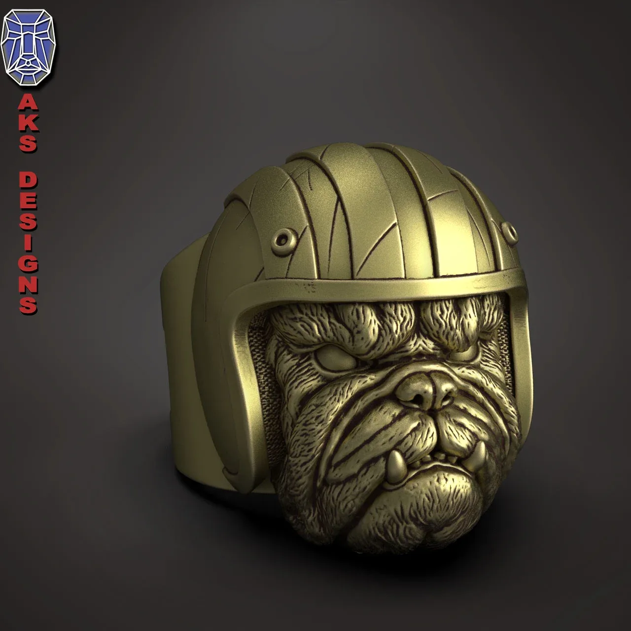 Bulldog Biker Version 1 Ring 3D Print Stl File