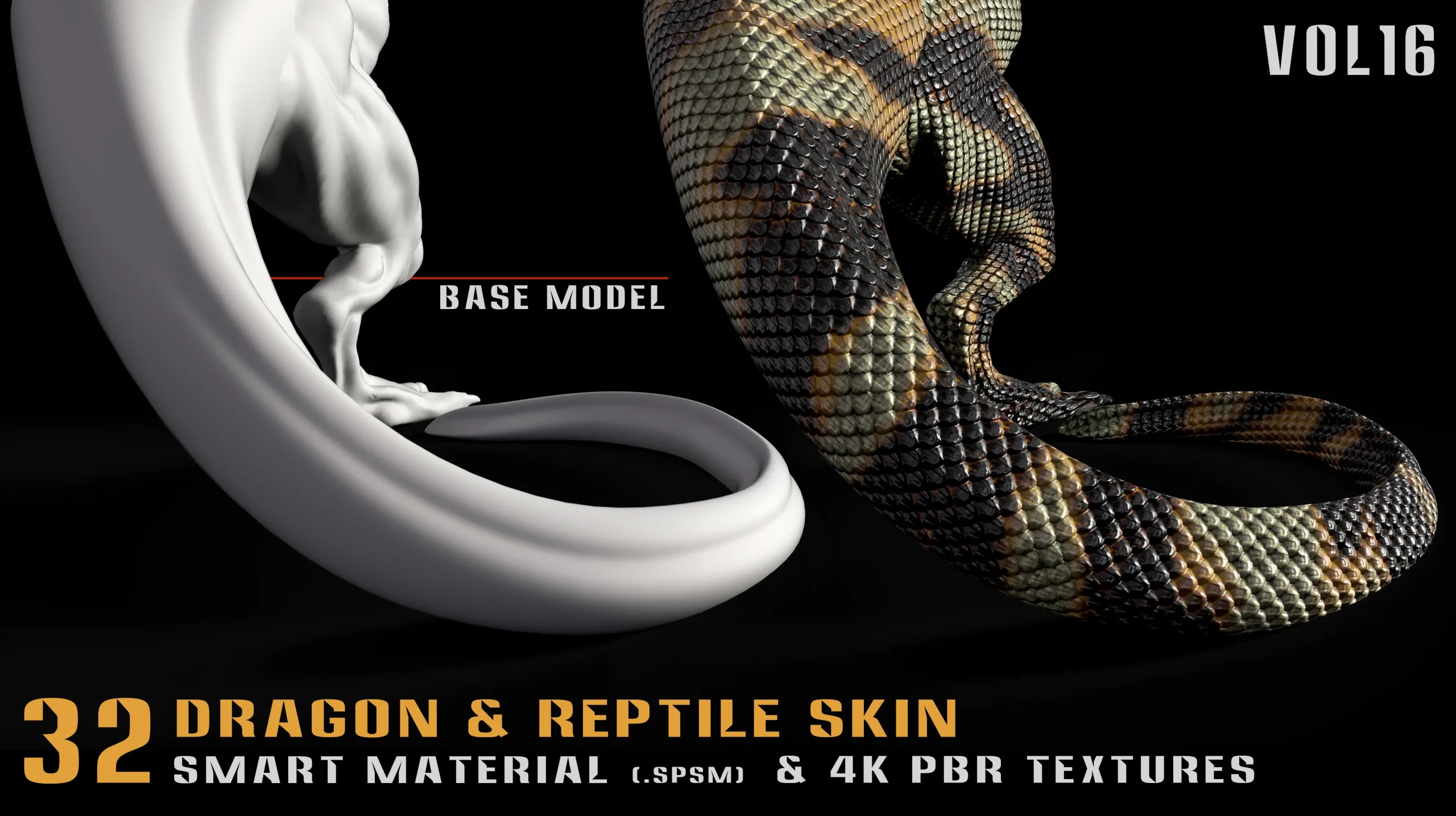 32 Dragon & Reptile Skin Smart Material + 4K PBR textures - Vol.16