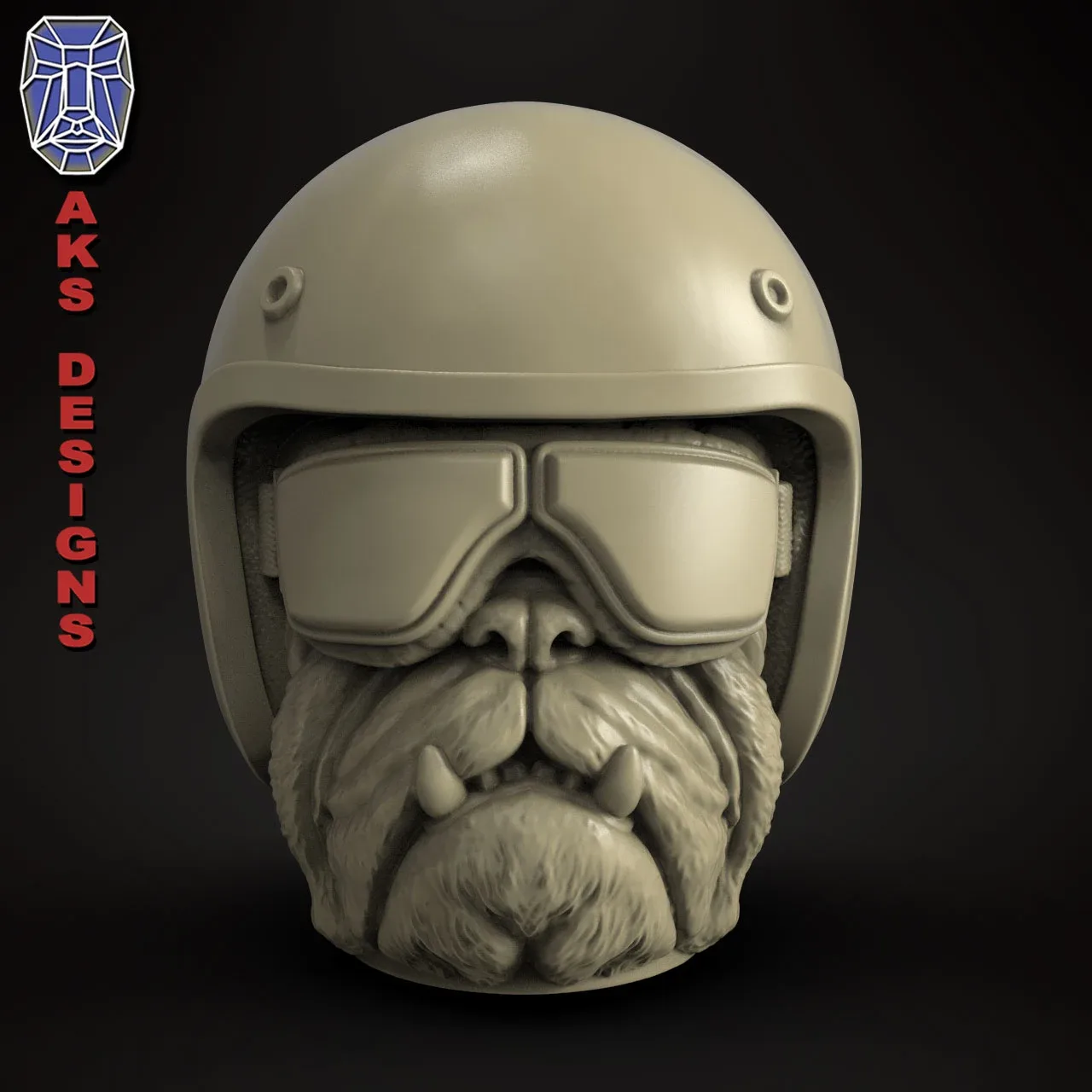 Bulldog Biker Version 2 Flowerpot Penholder 3D Print File