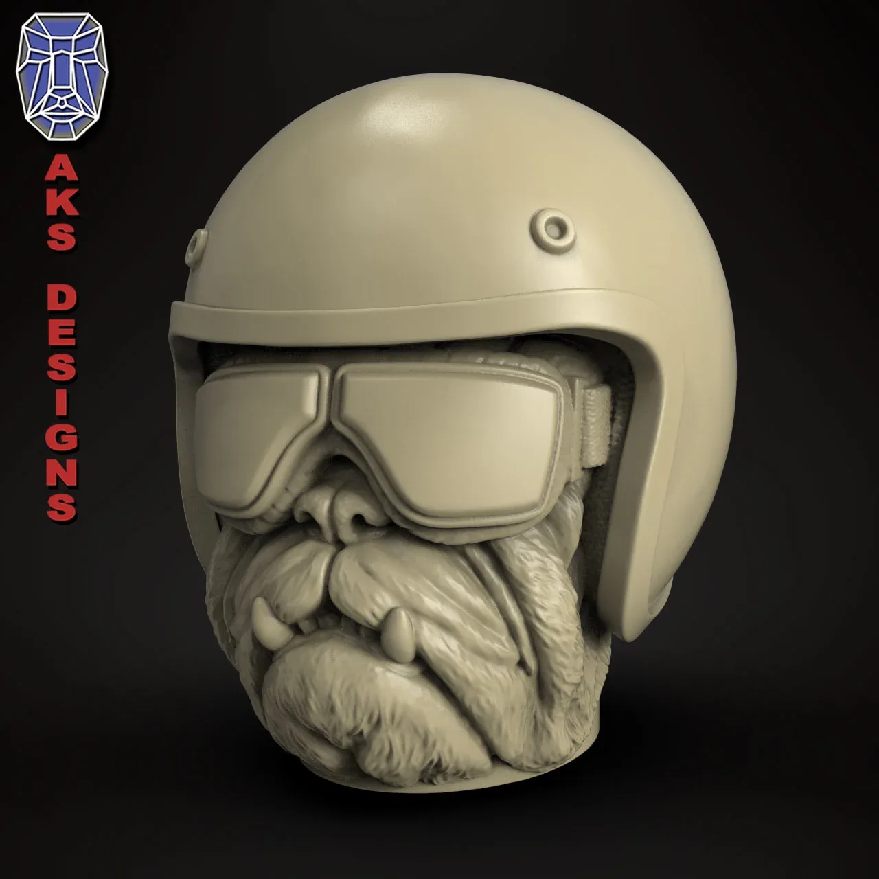 Bulldog Biker Version 2 Flowerpot Penholder 3D Print File