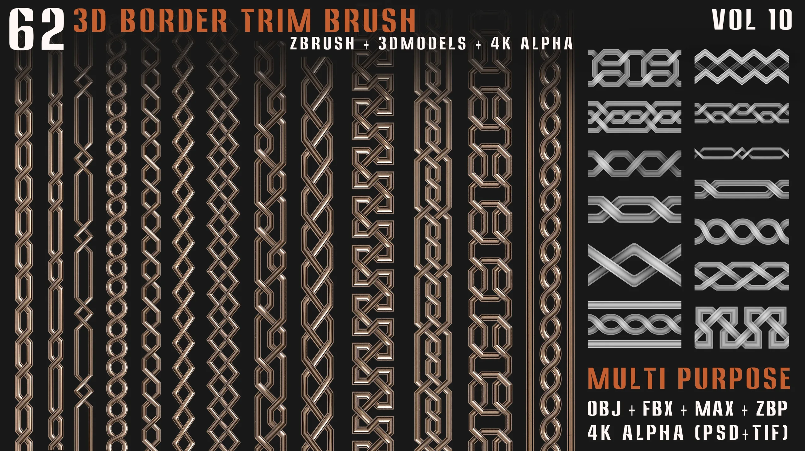 62 - 3D Border Trim Brush – Vol. 10