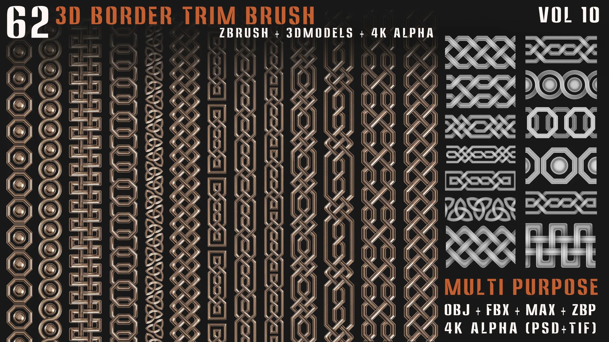 62 - 3D Border Trim Brush – Vol. 10