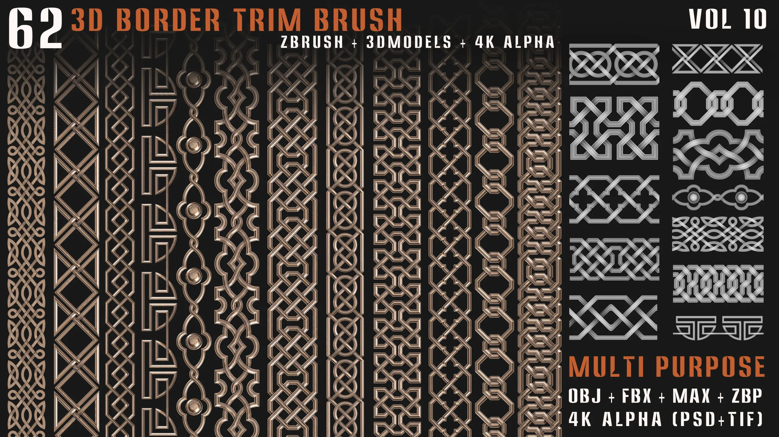 62 - 3D Border Trim Brush – Vol. 10