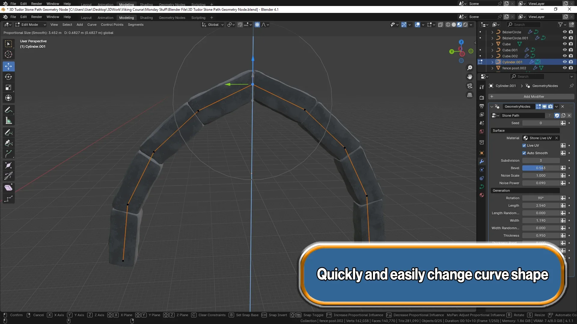 Blender 4 Stone Geometry Node with Live UV Automatic Unwrapping