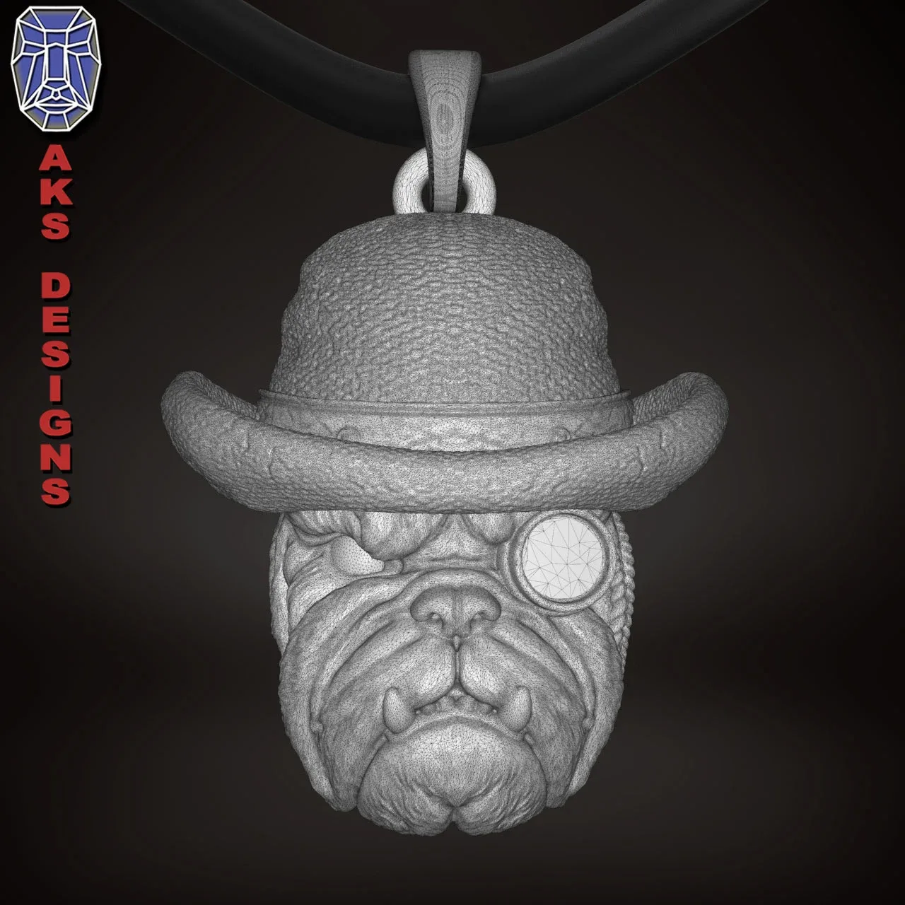 Pendant Jewelery Bulldog Gentlemen Version 1 3D Print File