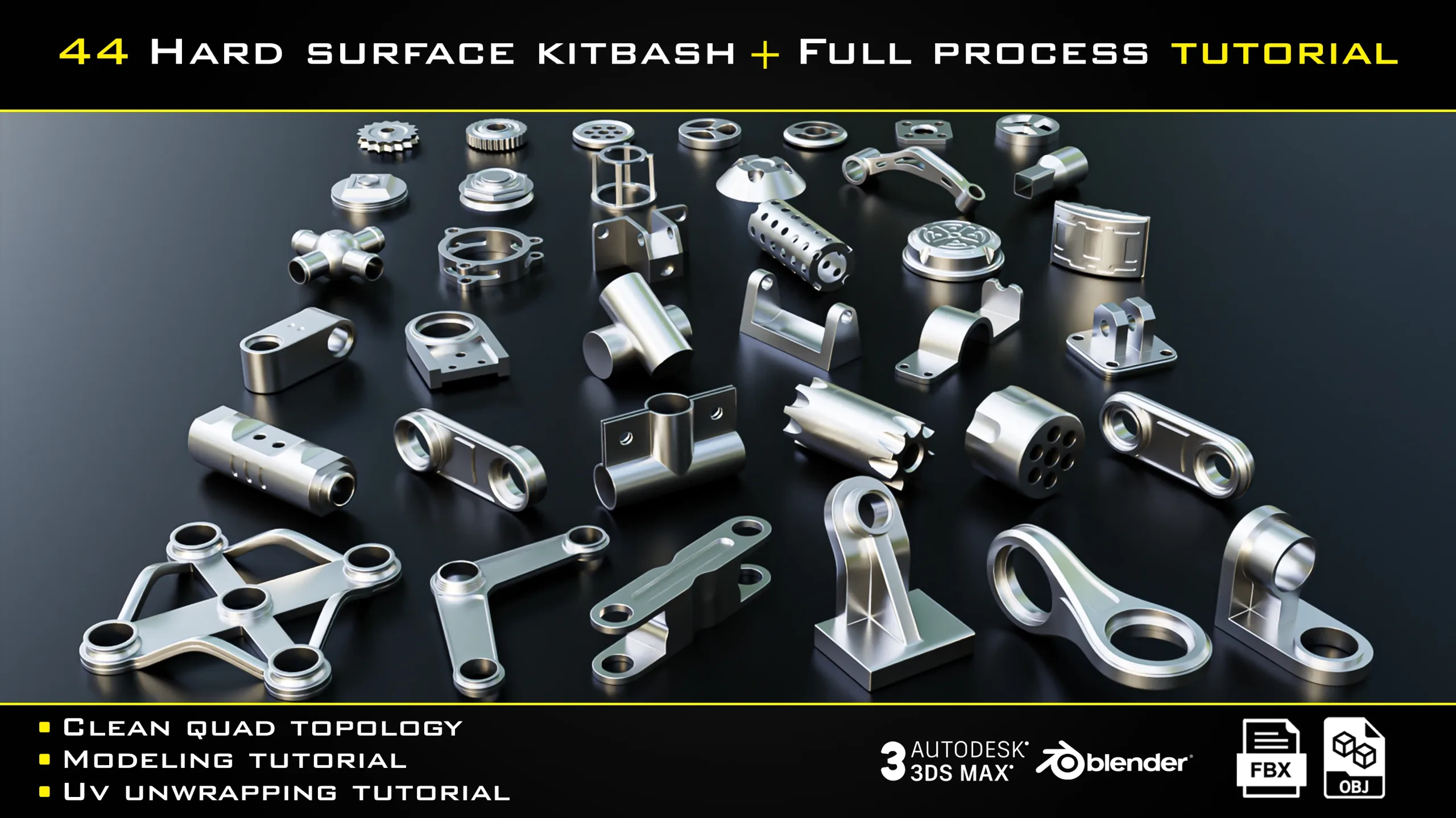 44 Hard surface kitbash + Full Process Tutorial