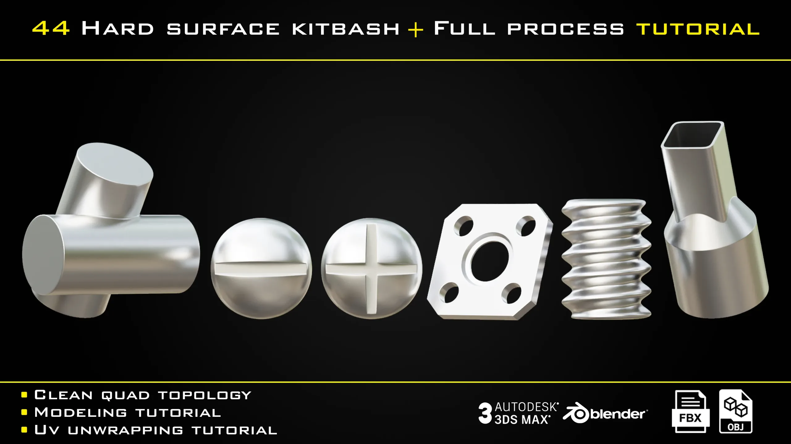 44 Hard surface kitbash + Full Process Tutorial