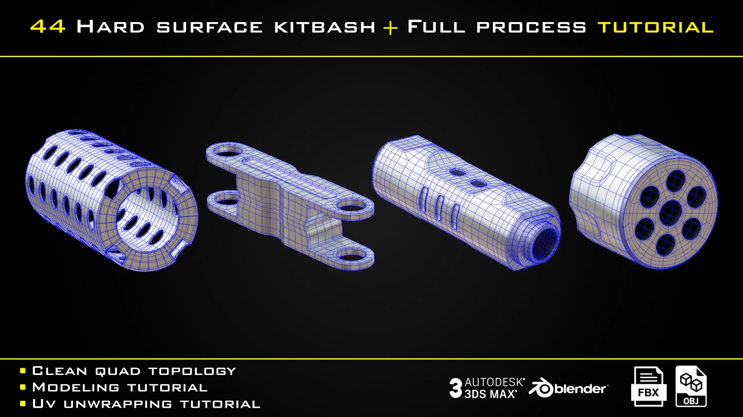 44 Hard surface kitbash + Full Process Tutorial