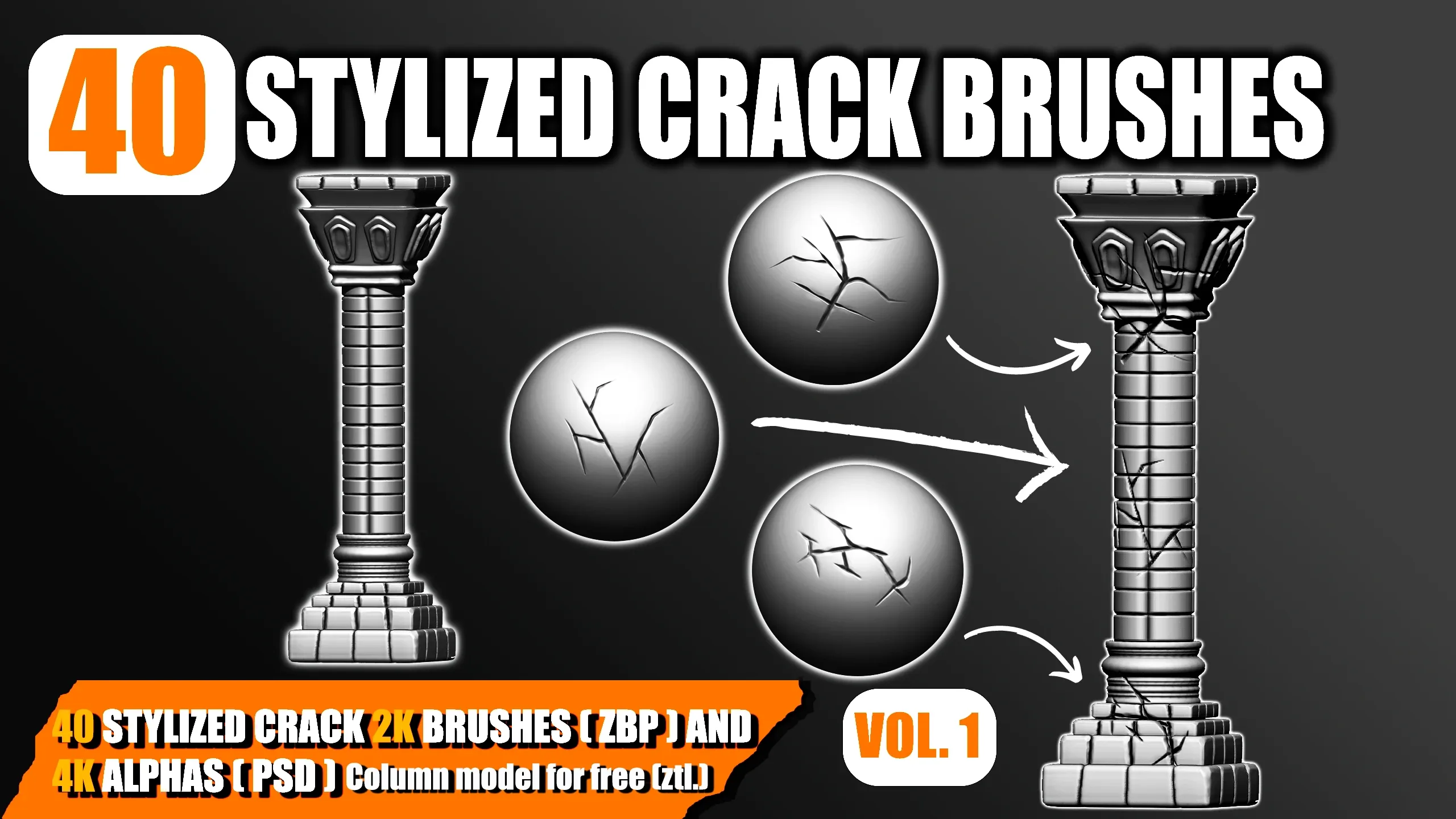 40 Stylized Crack Brushes and Alphas: Volume 01