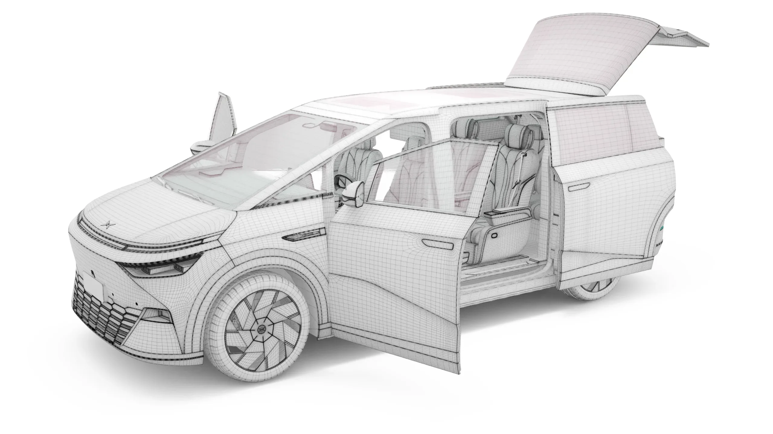 2024 Xpeng X9 With Interior 3D Model