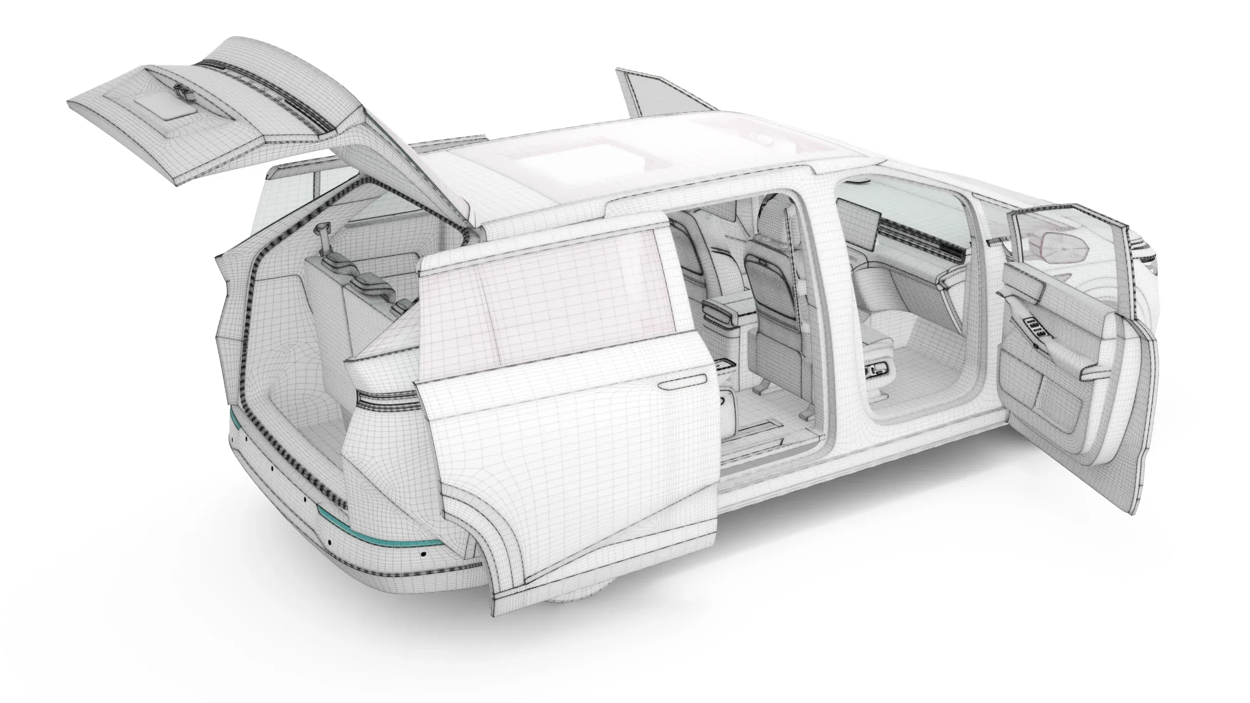 2024 Xpeng X9 With Interior 3D Model