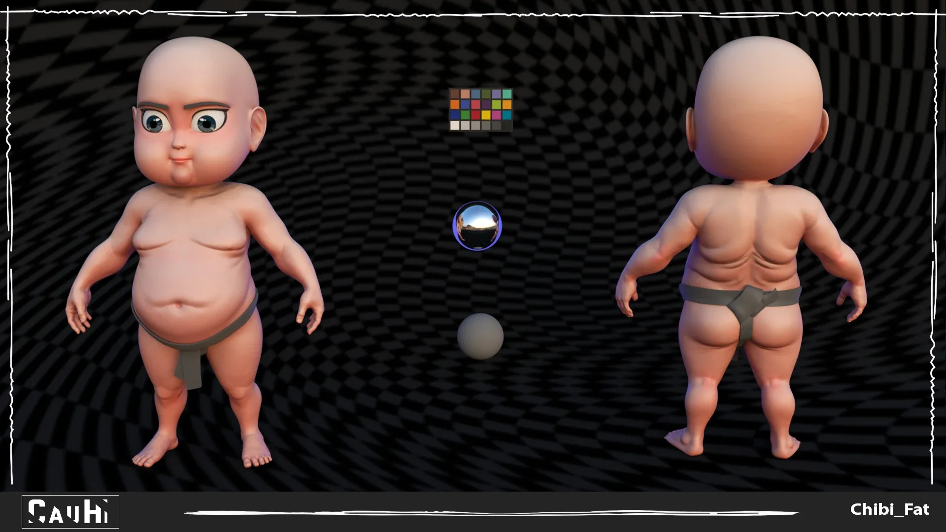 Chibi Fat Sumo Low-poly 3D model