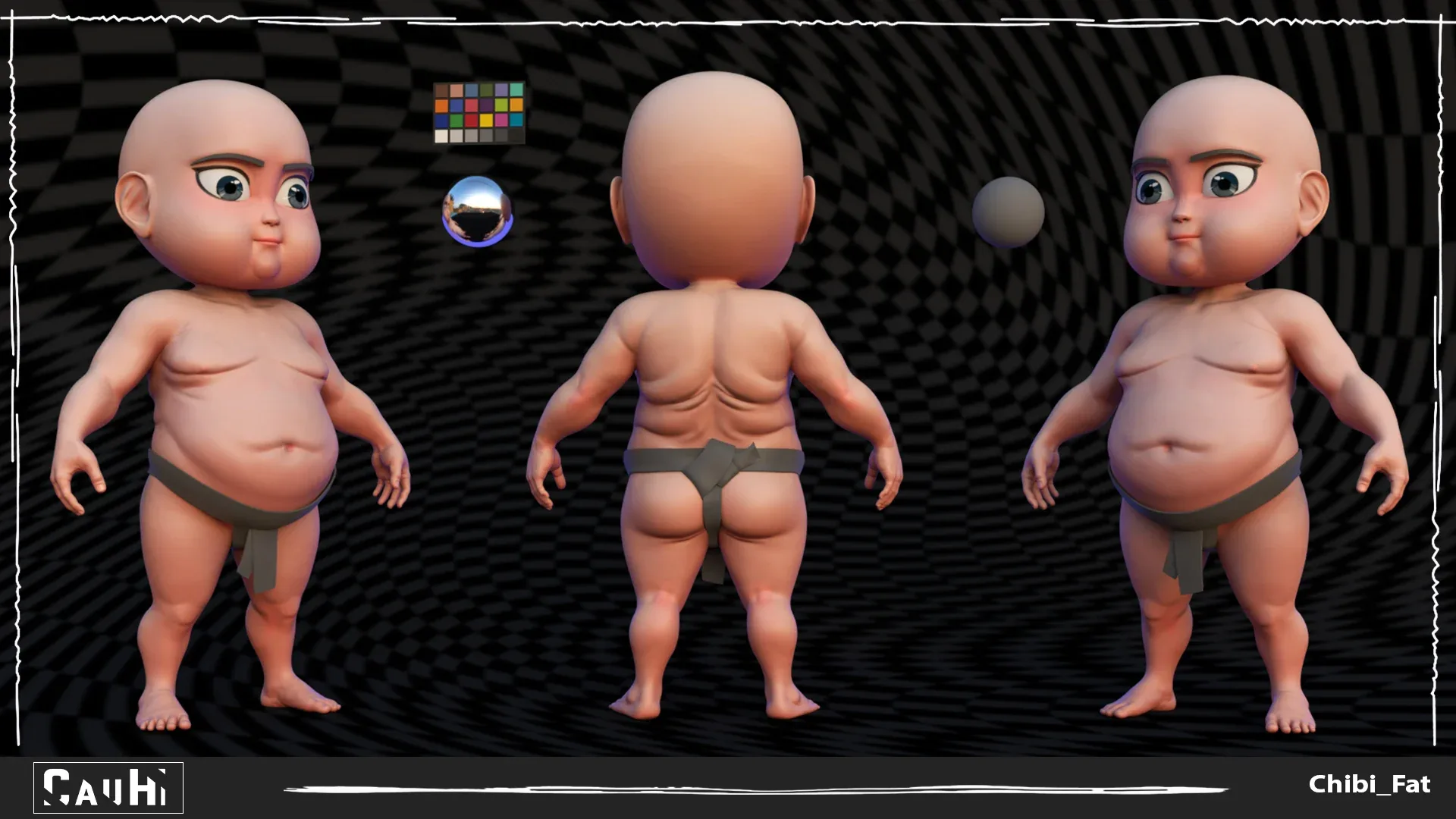 Chibi Fat Sumo Low-poly 3D model