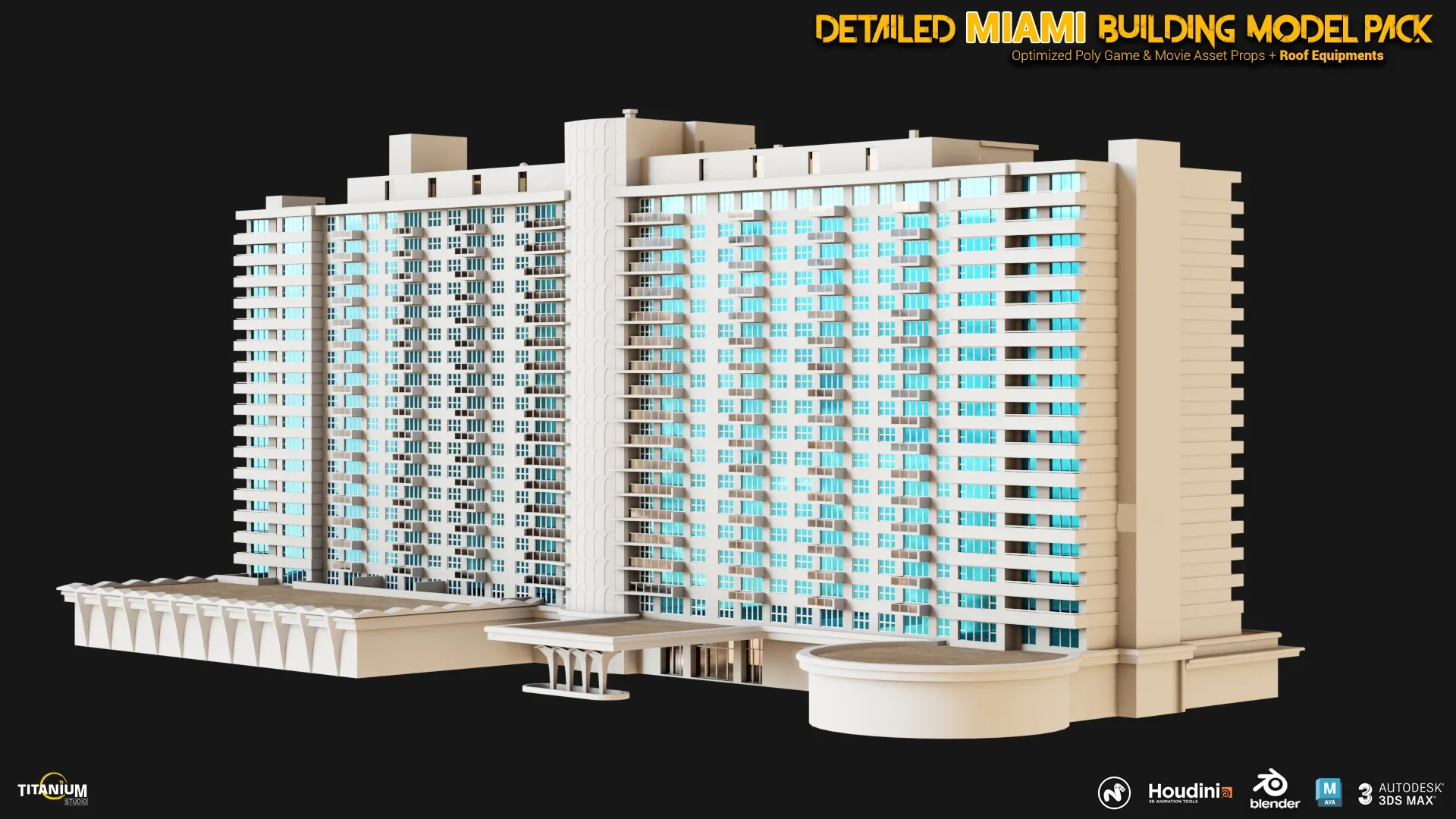 High Detailed MIAMI Building Model Pack + Rooftop equipment