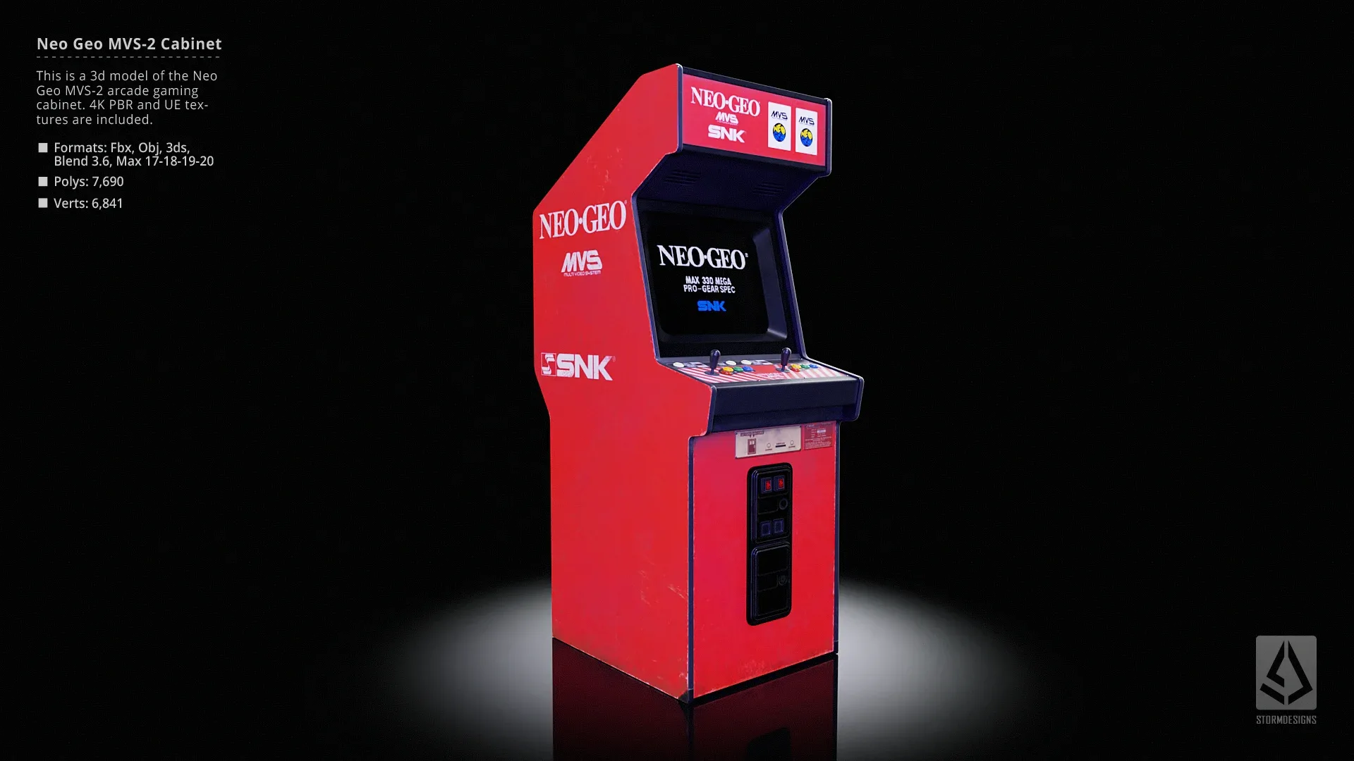 Neo Geo MVS-2 Upright Arcade Gaming Cabinet  - Low Poly PBR UE