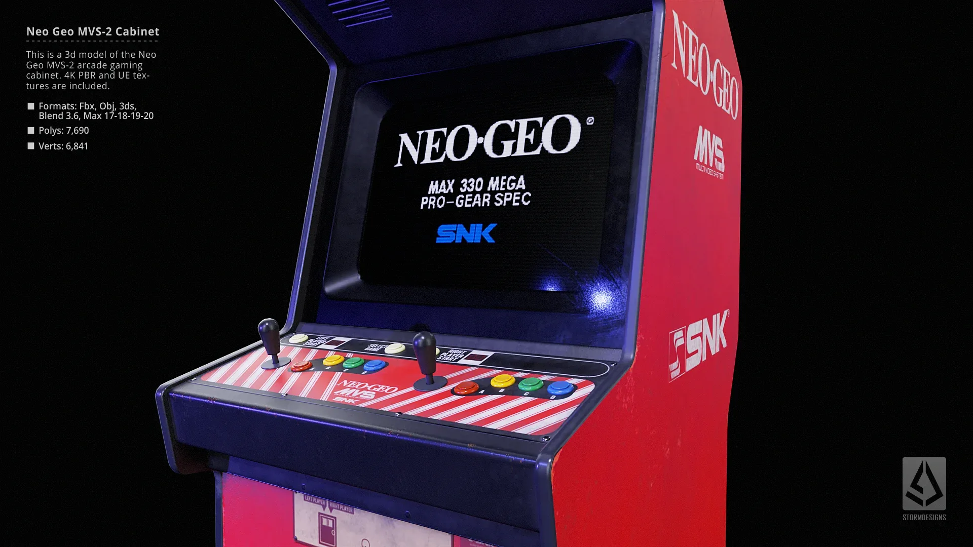 Neo Geo MVS-2 Upright Arcade Gaming Cabinet  - Low Poly PBR UE