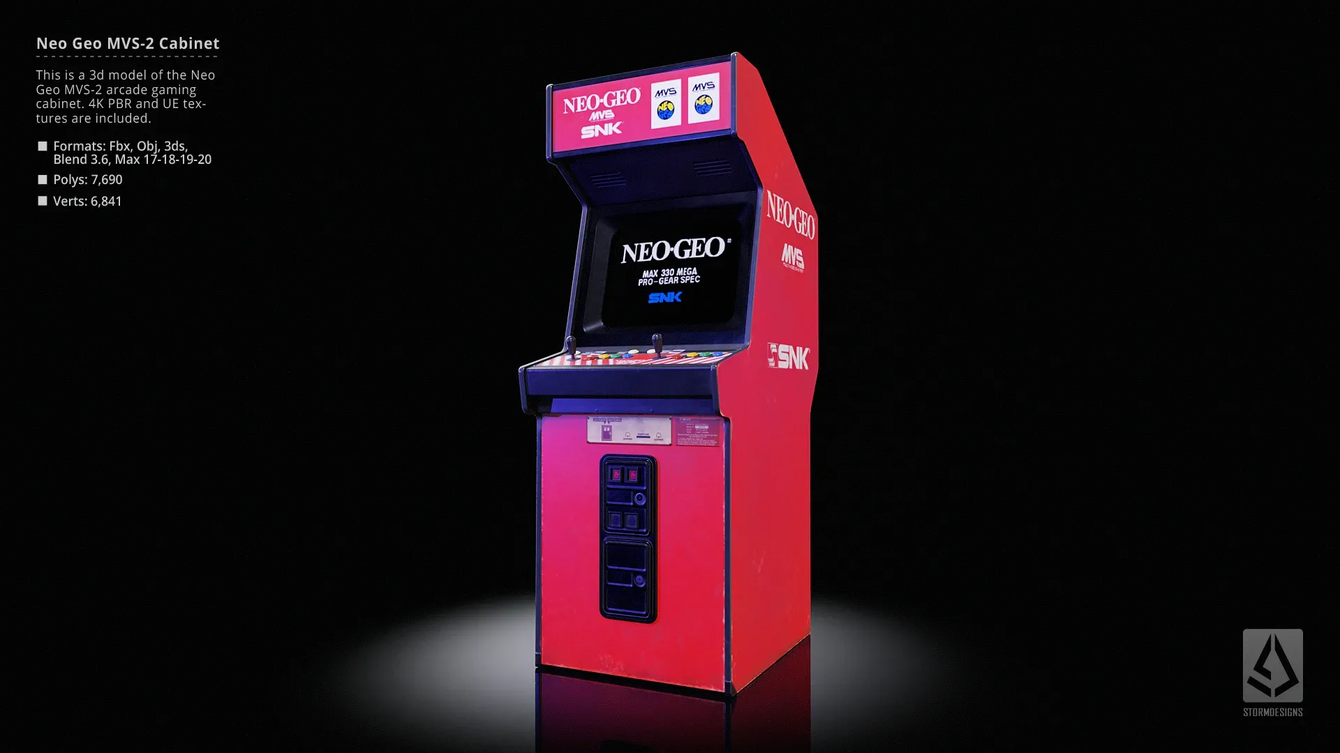 Neo Geo MVS-2 Upright Arcade Gaming Cabinet  - Low Poly PBR UE