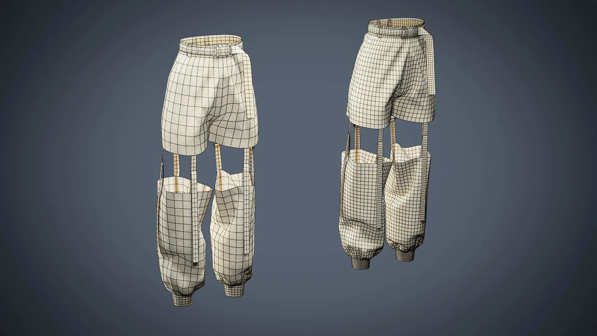 20 Game-Ready Low-Poly & Mid-Poly Pants Basemesh