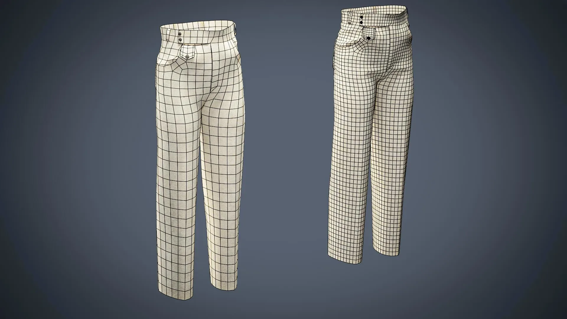 20 Game-Ready Low-Poly & Mid-Poly Pants Basemesh