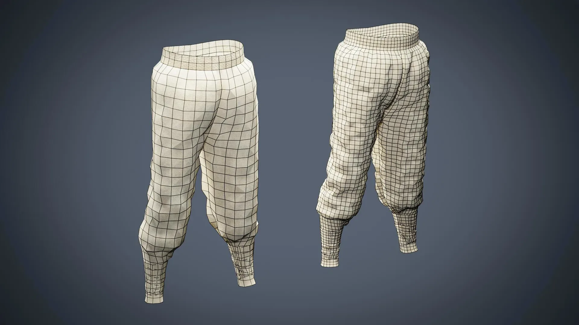 20 Game-Ready Low-Poly & Mid-Poly Pants Basemesh