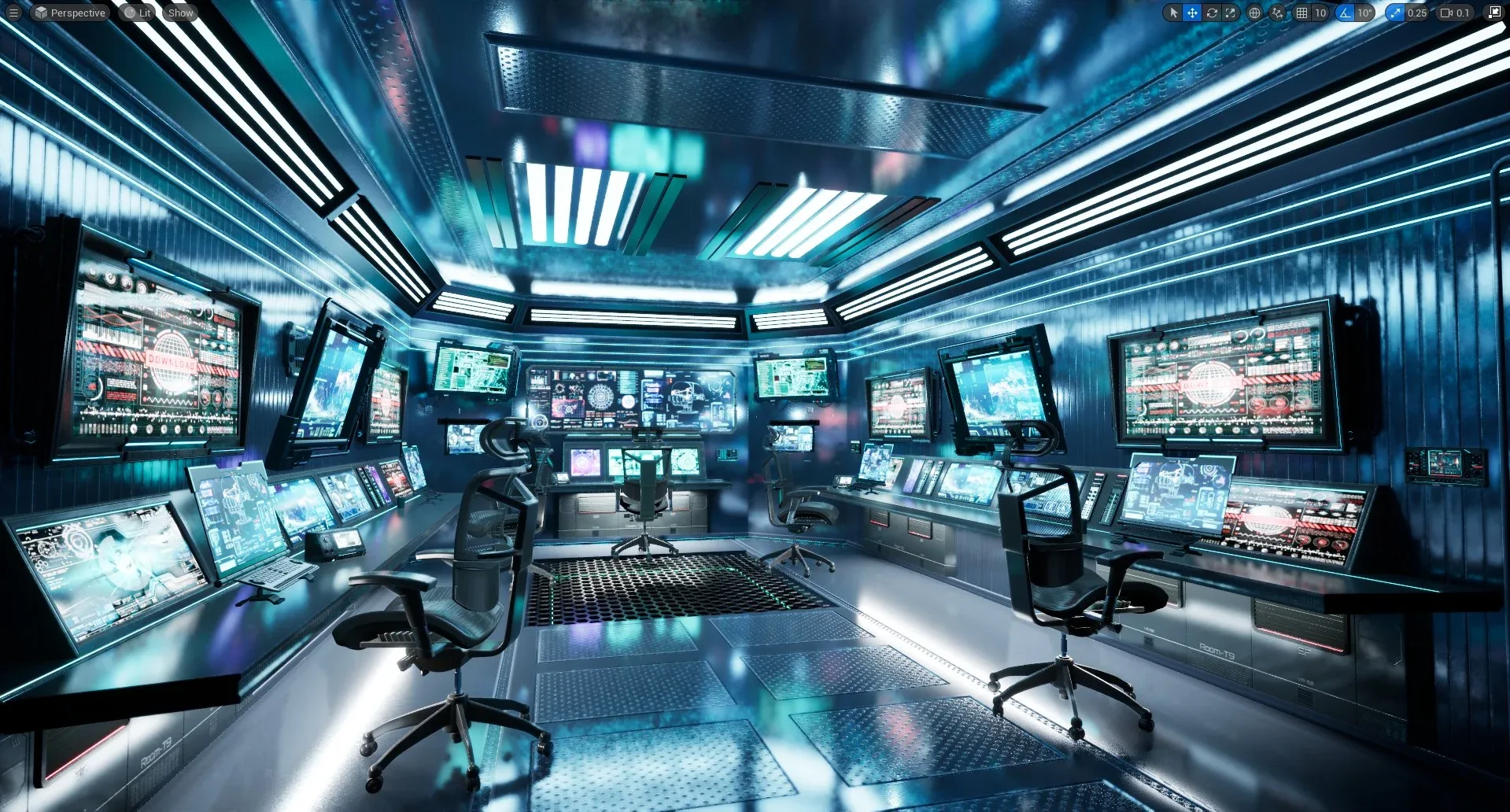 Sci Fi Interior Station Control Panel 3D model