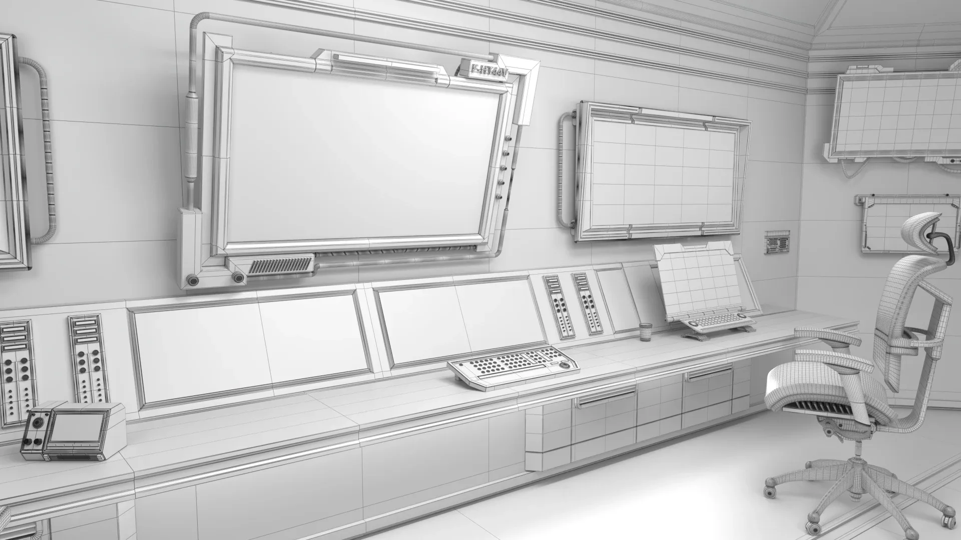 Sci Fi Interior Station Control Panel 3D model