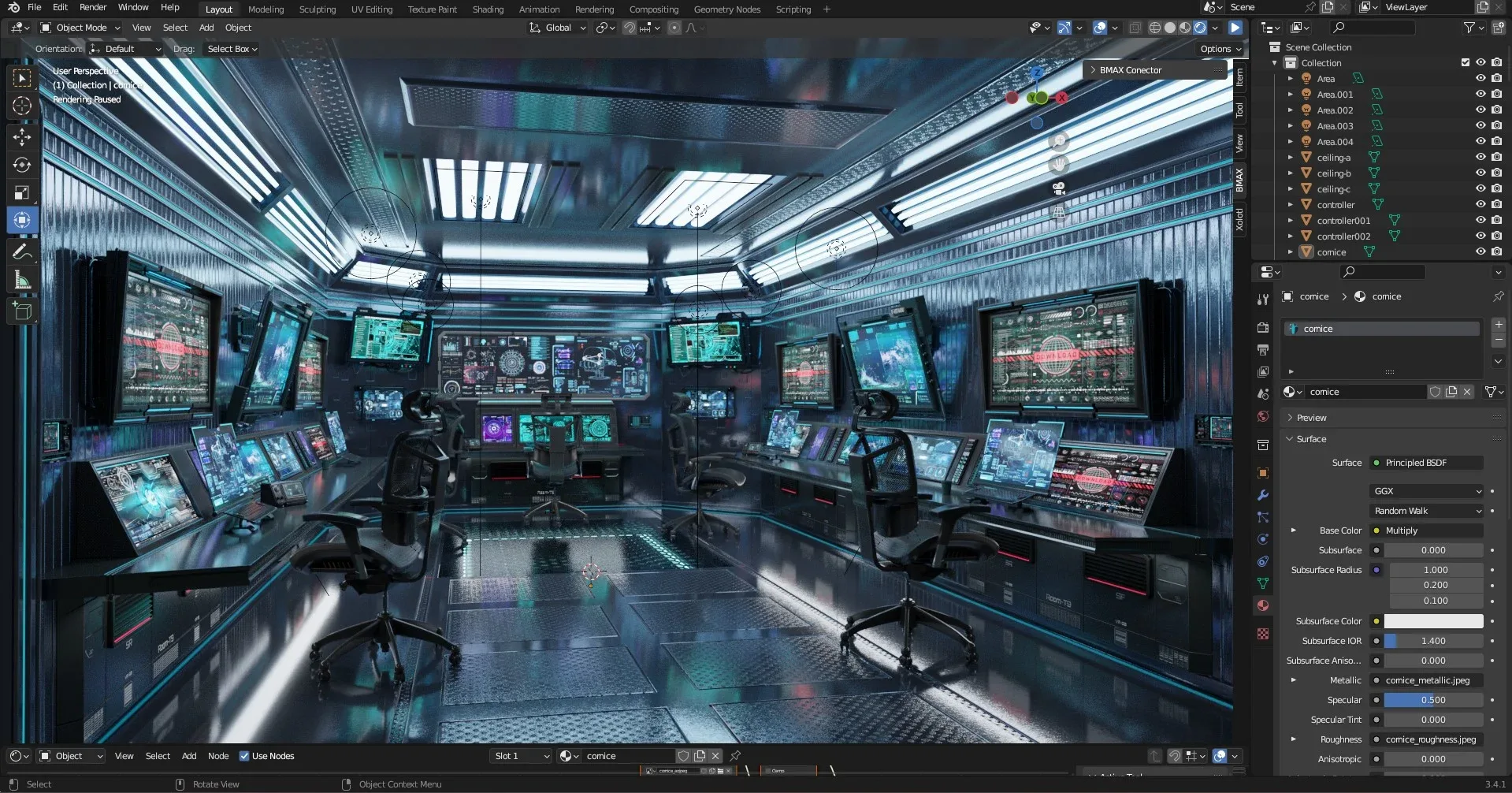 Sci Fi Interior Station Control Panel 3D model