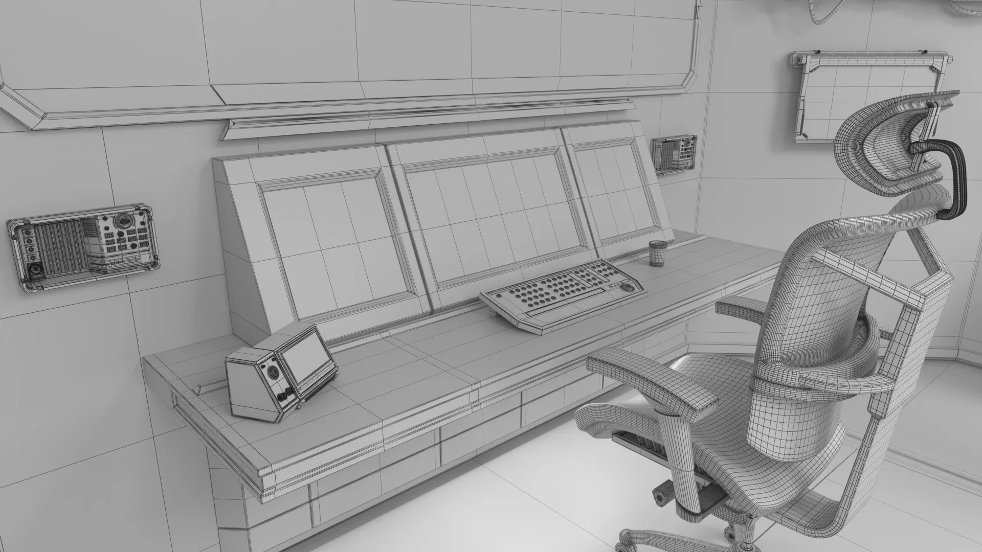 Sci Fi Interior Station Control Panel 3D model