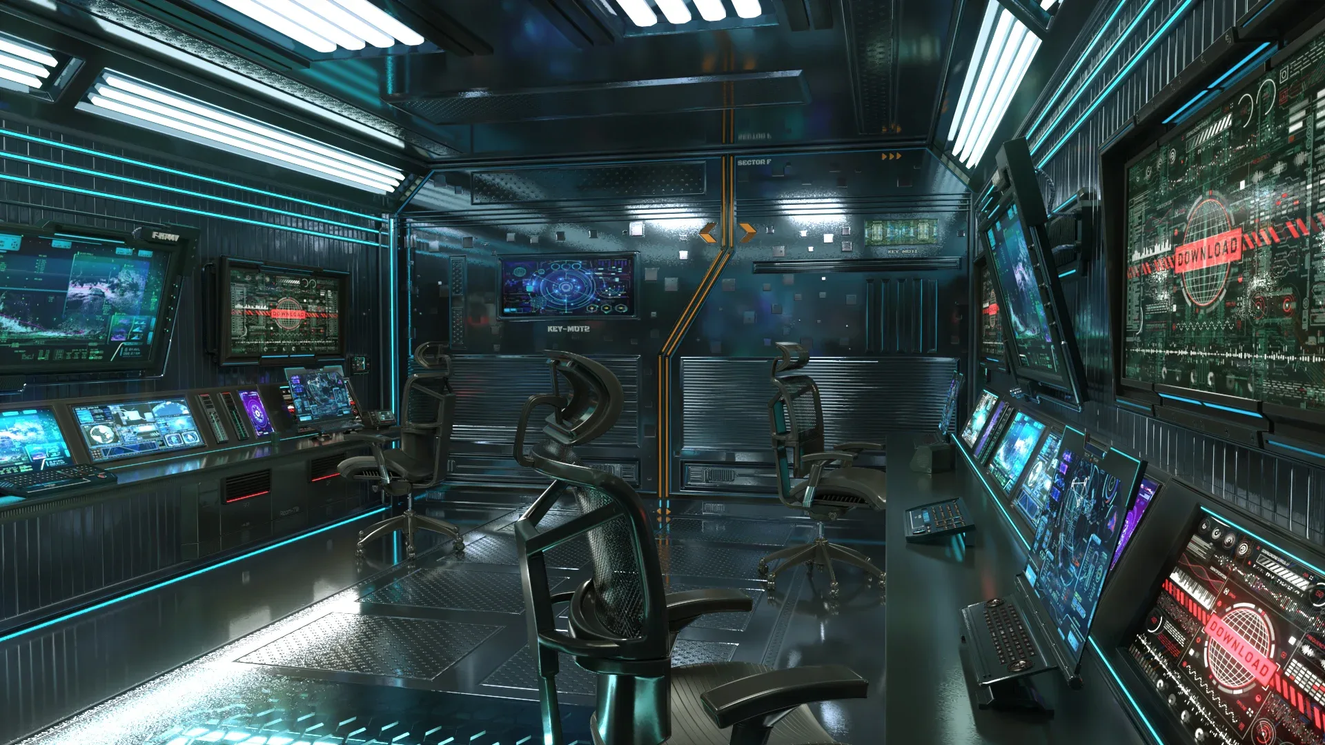 Sci Fi Interior Station Control Panel 3D model