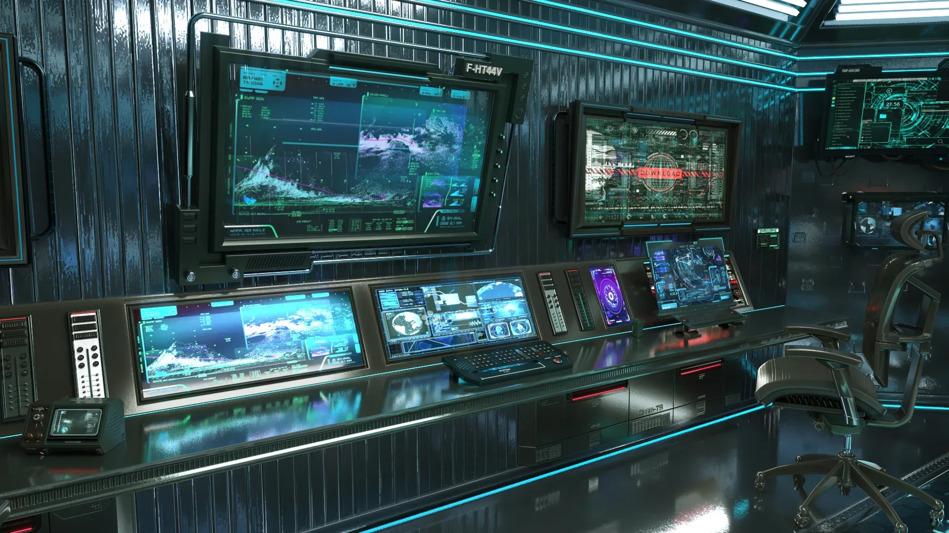 Sci Fi Interior Station Control Panel 3D model