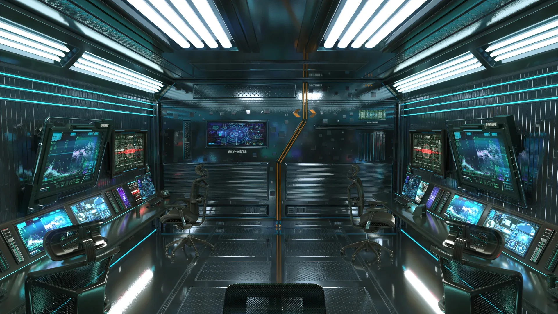 Sci Fi Interior Station Control Panel 3D model