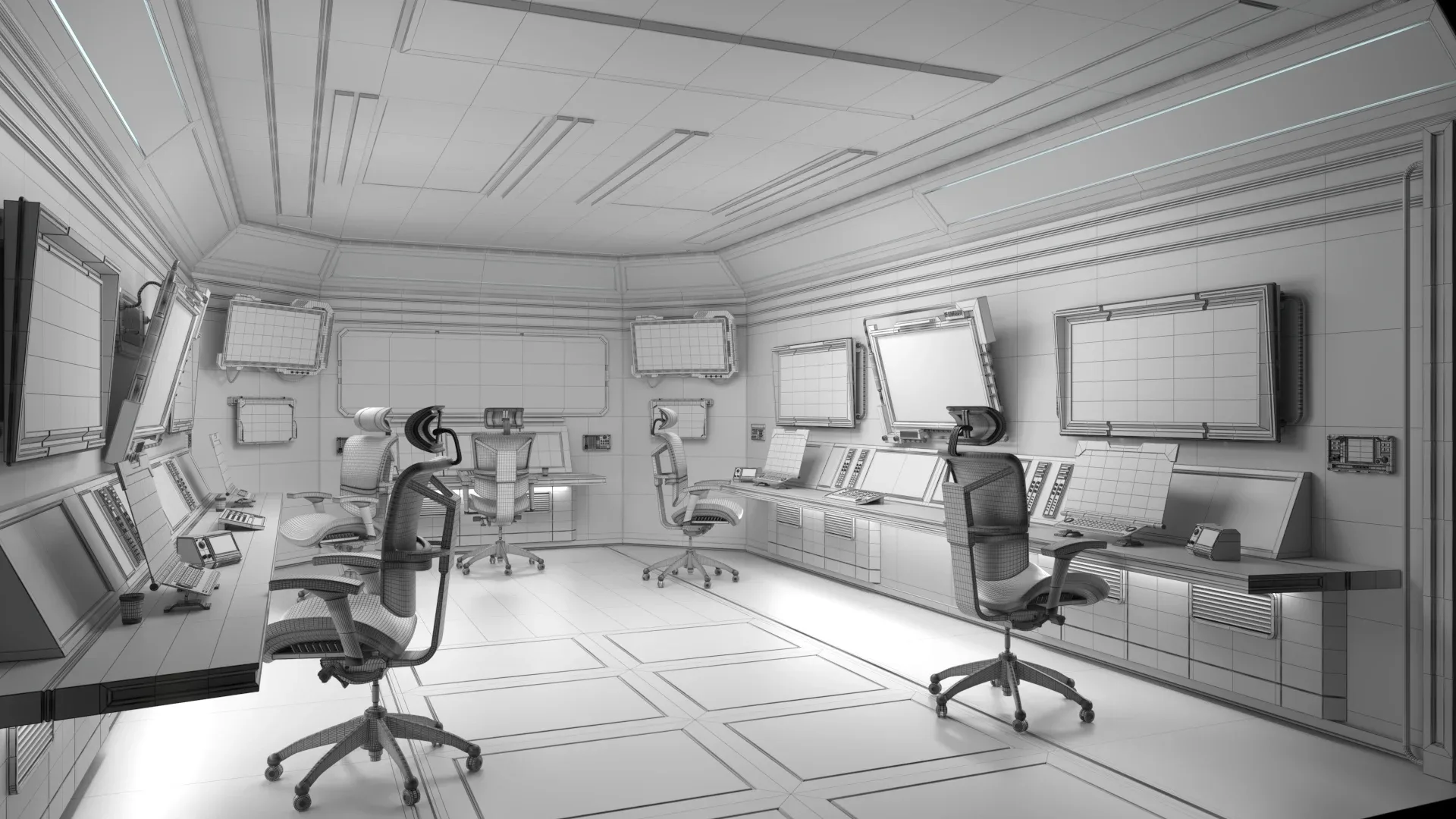 Sci Fi Interior Station Control Panel 3D model