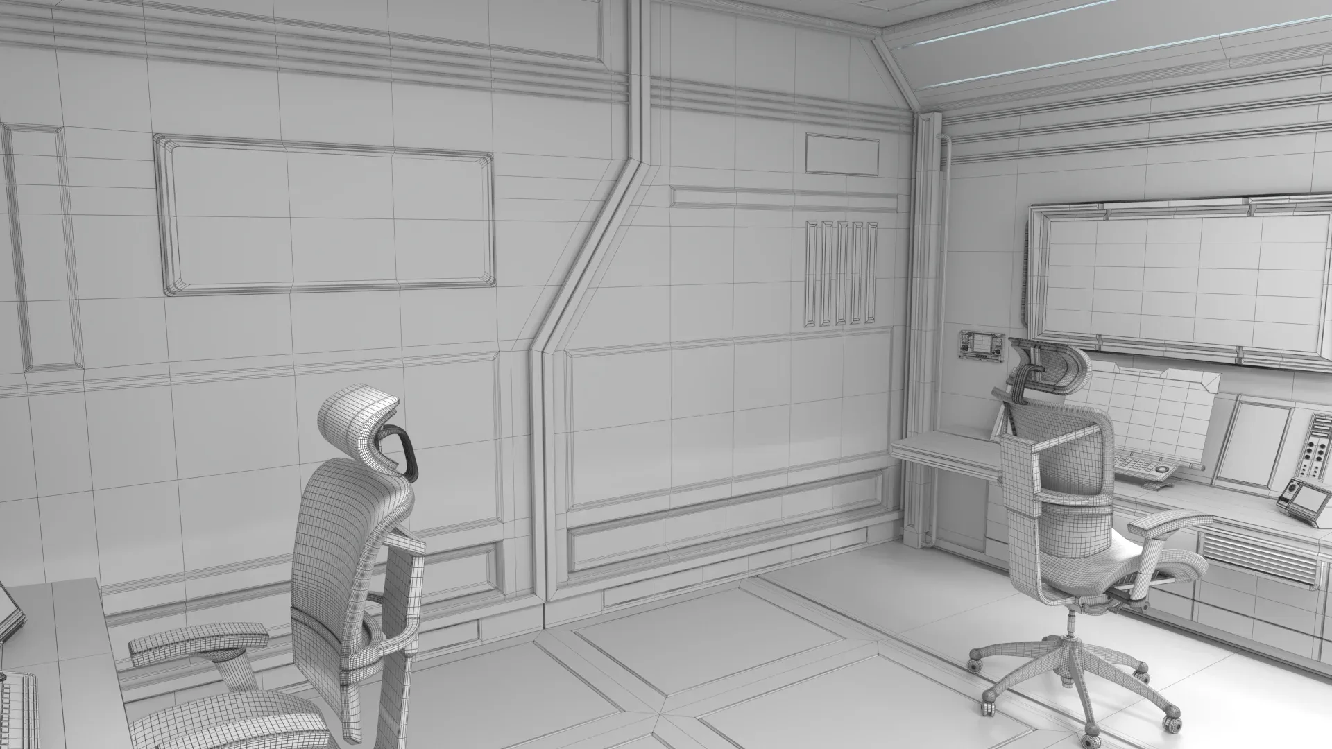 Sci Fi Interior Station Control Panel 3D model