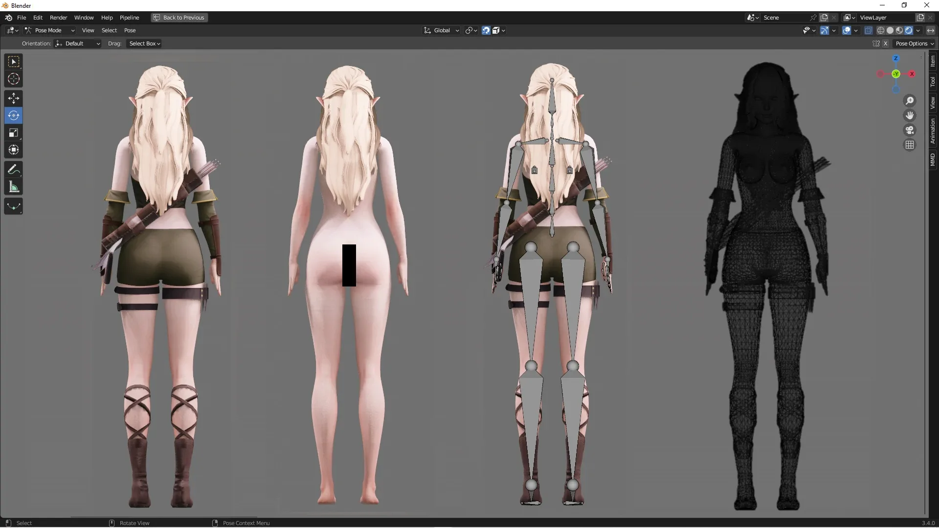 Elf Archer - Realistic Female Character - Blender UE5 Unity - 40 animations