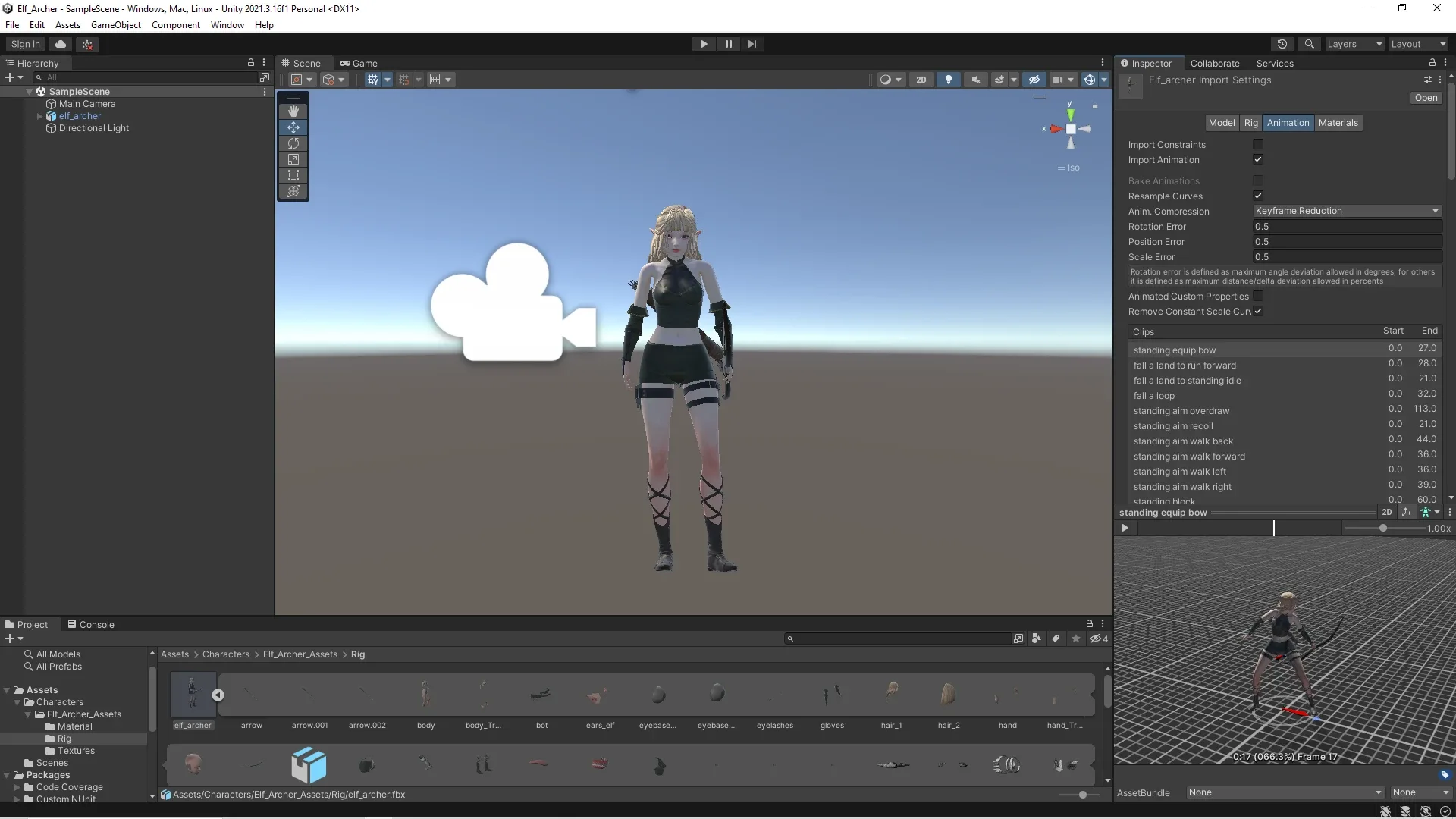 Elf Archer - Realistic Female Character - Blender UE5 Unity - 40 animations