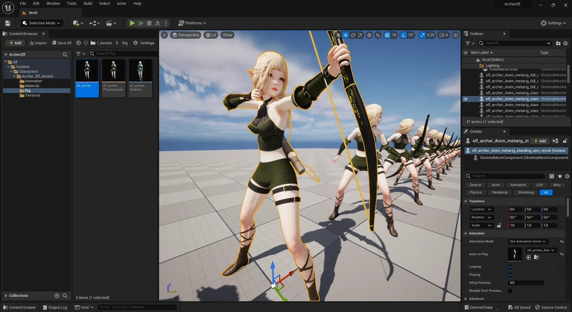 Elf Archer - Realistic Female Character - Blender UE5 Unity - 40 animations