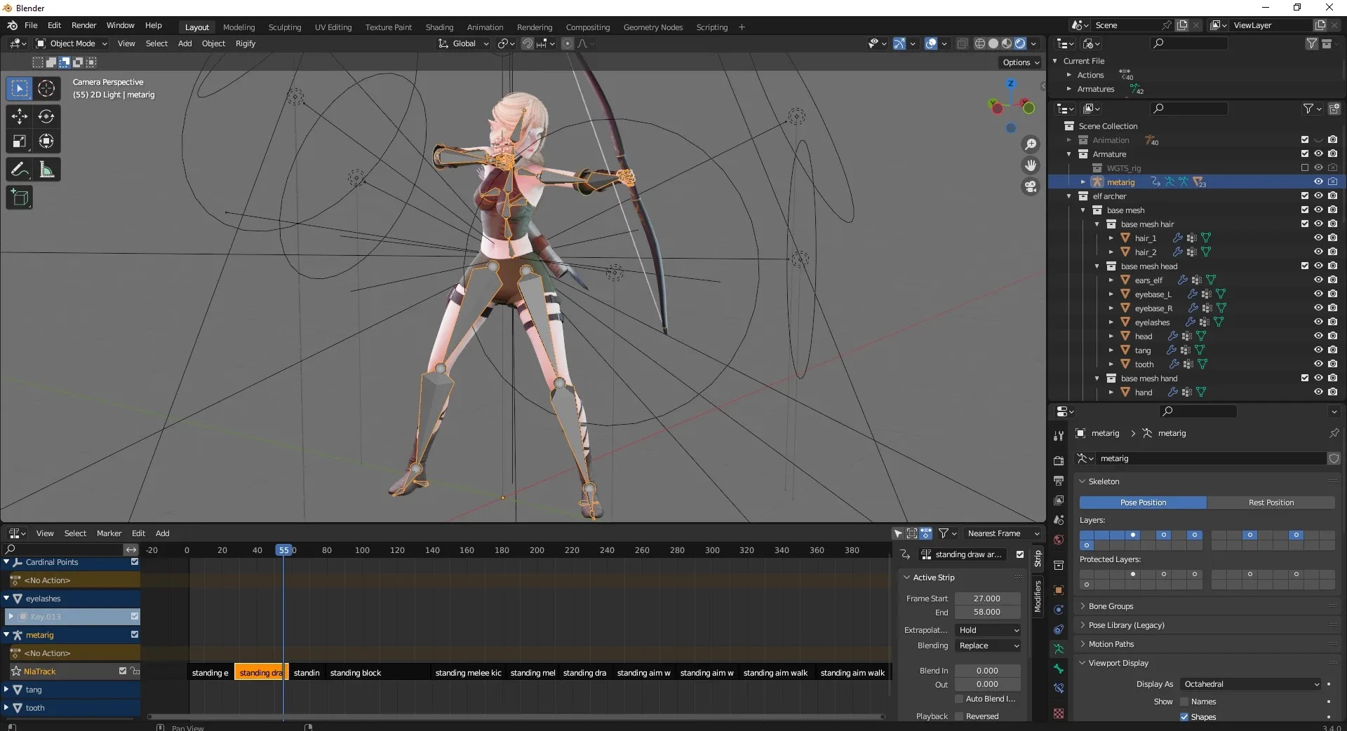 Elf Archer - Realistic Female Character - Blender UE5 Unity - 40 animations