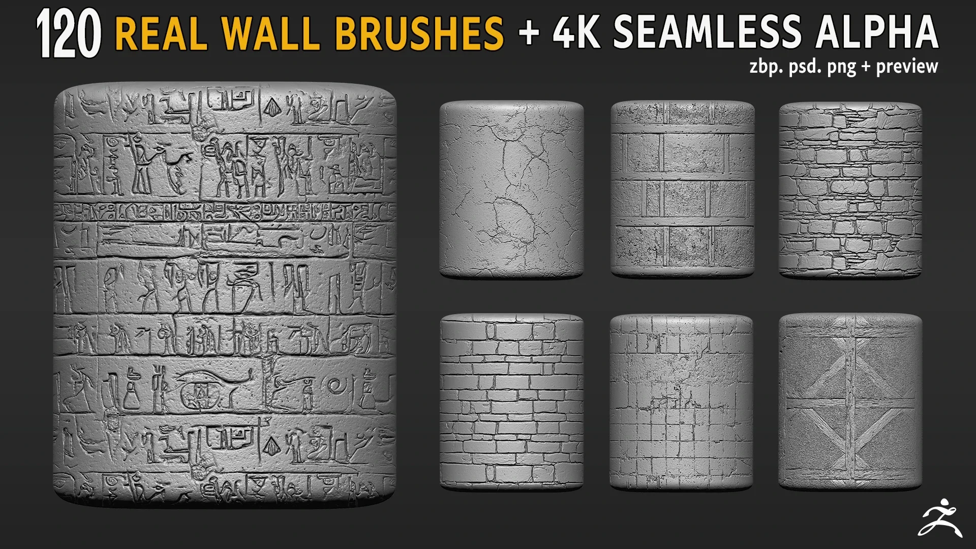 120 Real Wall Brushes+seamless 4k Alpha