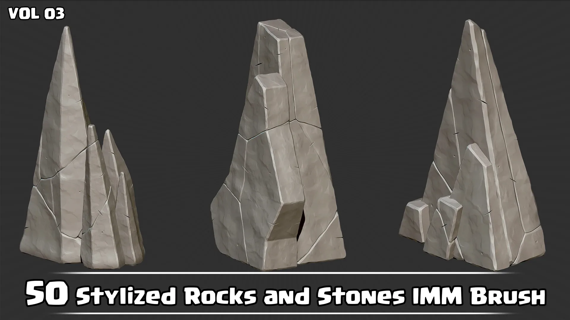 50 Stylized Rocks & Stones IMM Brush VOL03