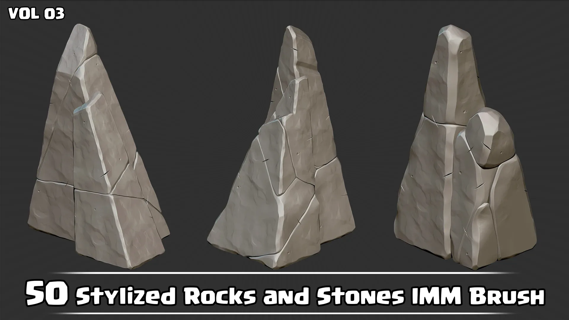 50 Stylized Rocks & Stones IMM Brush VOL03