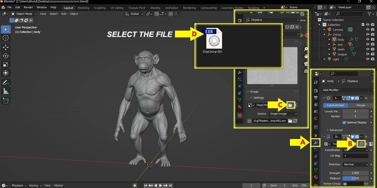 Chimpanzee - Topology + UV Map