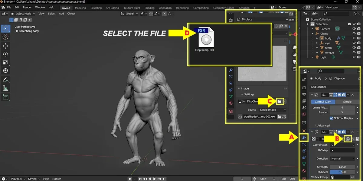 Monkey - Topology + UV Map