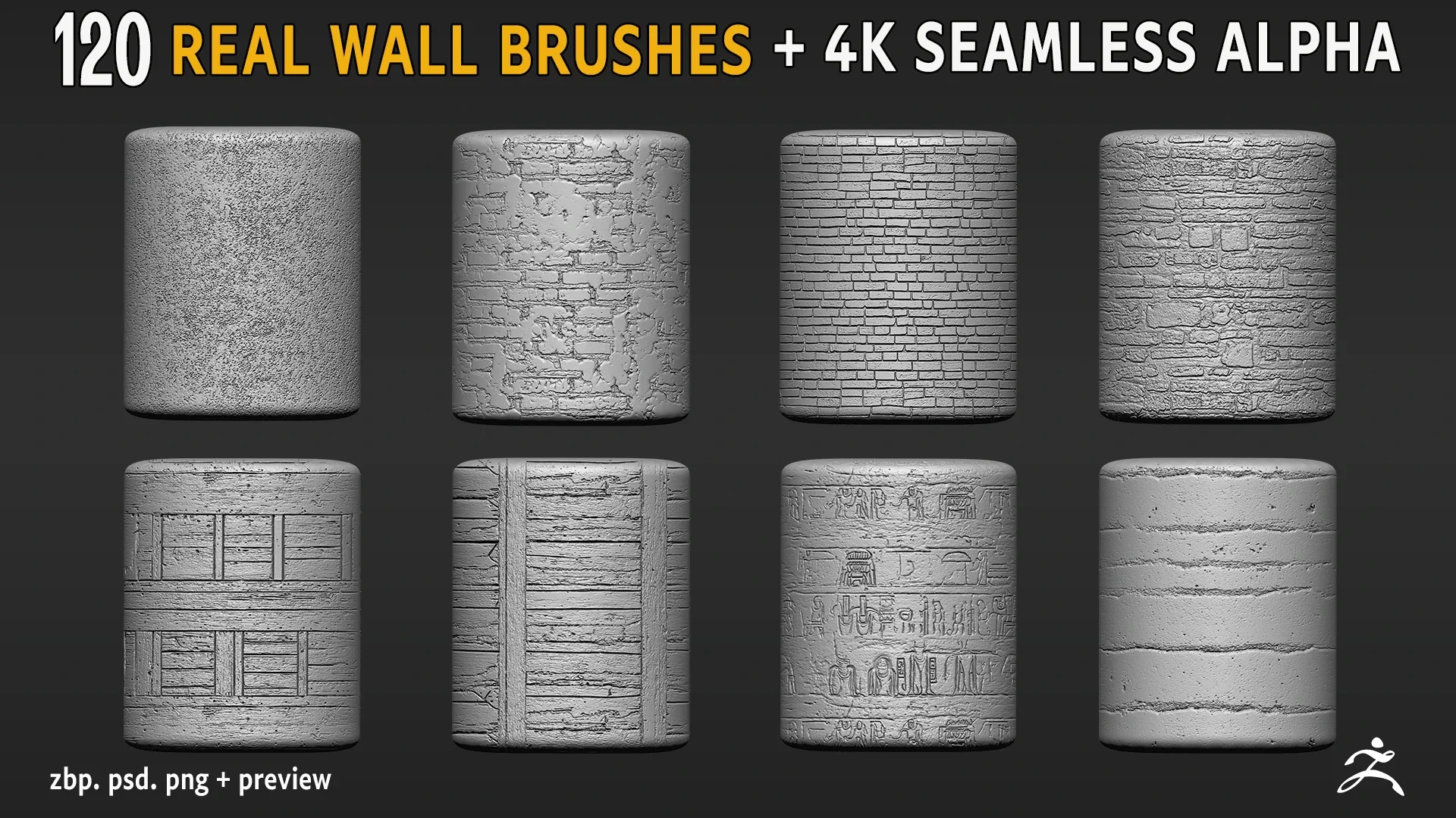 120 Real Wall Brushes+seamless 4k Alpha