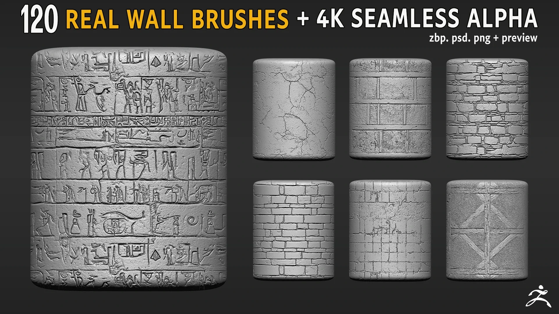 120 Real Wall Brushes+seamless 4k Alpha