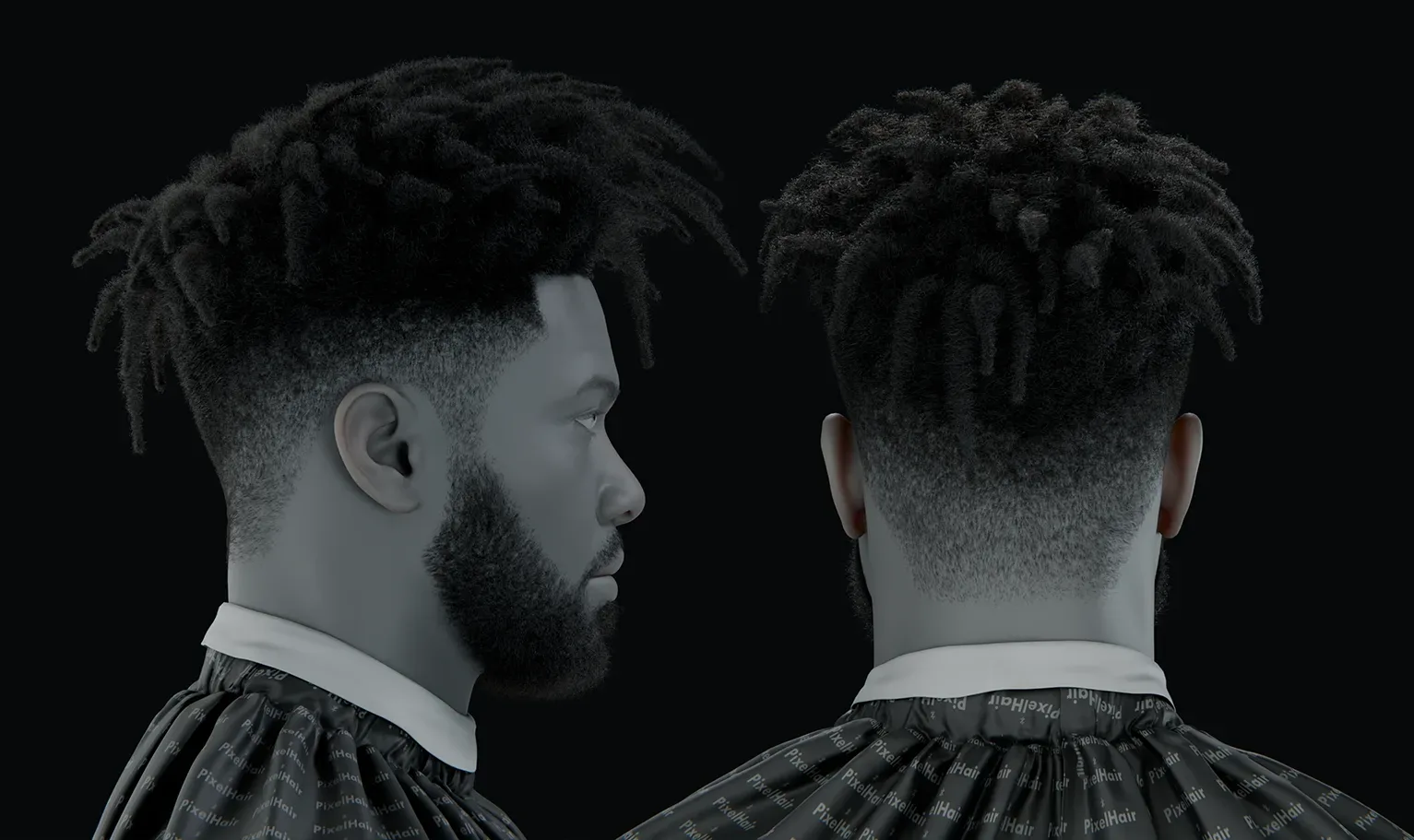 PixelHair Hairstyle - Dreads Fade Afro 007 (Hair for blender/ unreal engine / metahuman) Afro hair | Kinky hair | 4c Hair | African / African American Hair